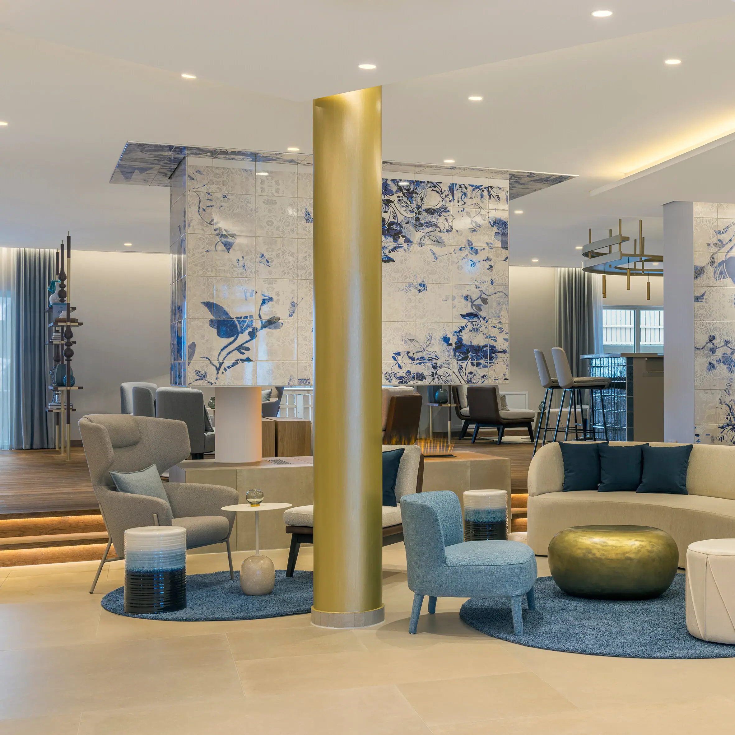 Lobby with a sofa and armchairs