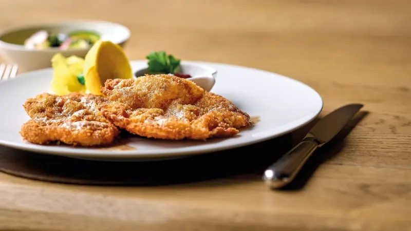 A plate of food on a table.