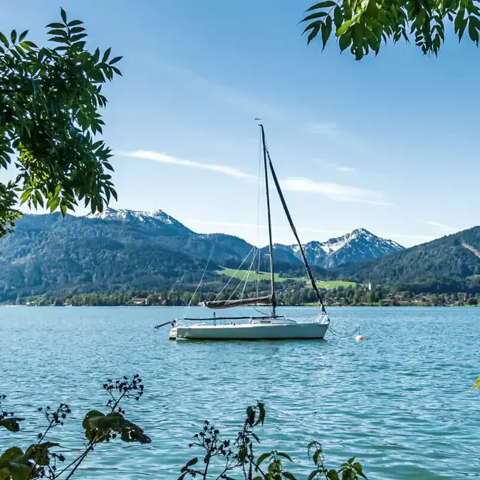 A sailing boat on a lake