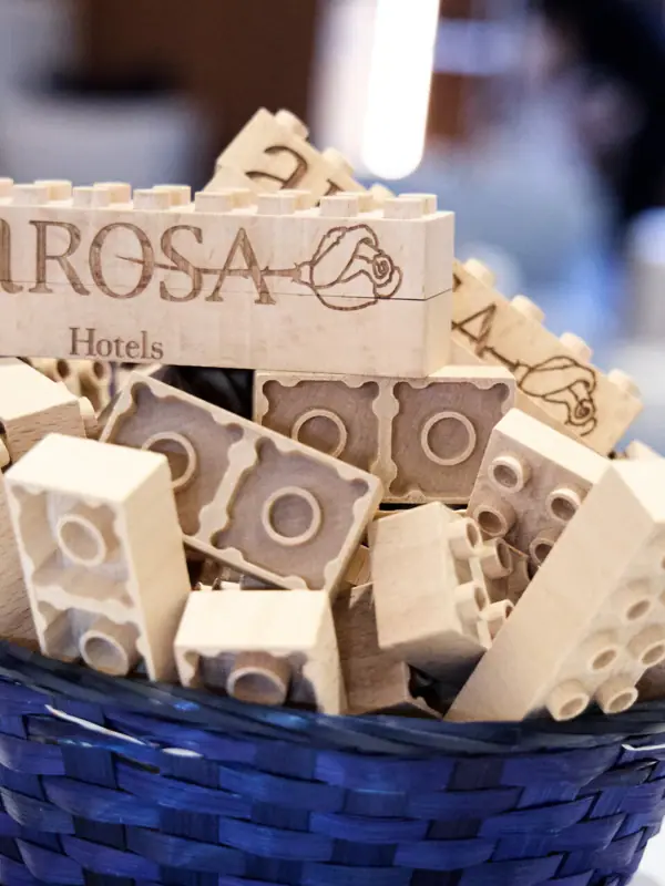 A basket of wooden blocks