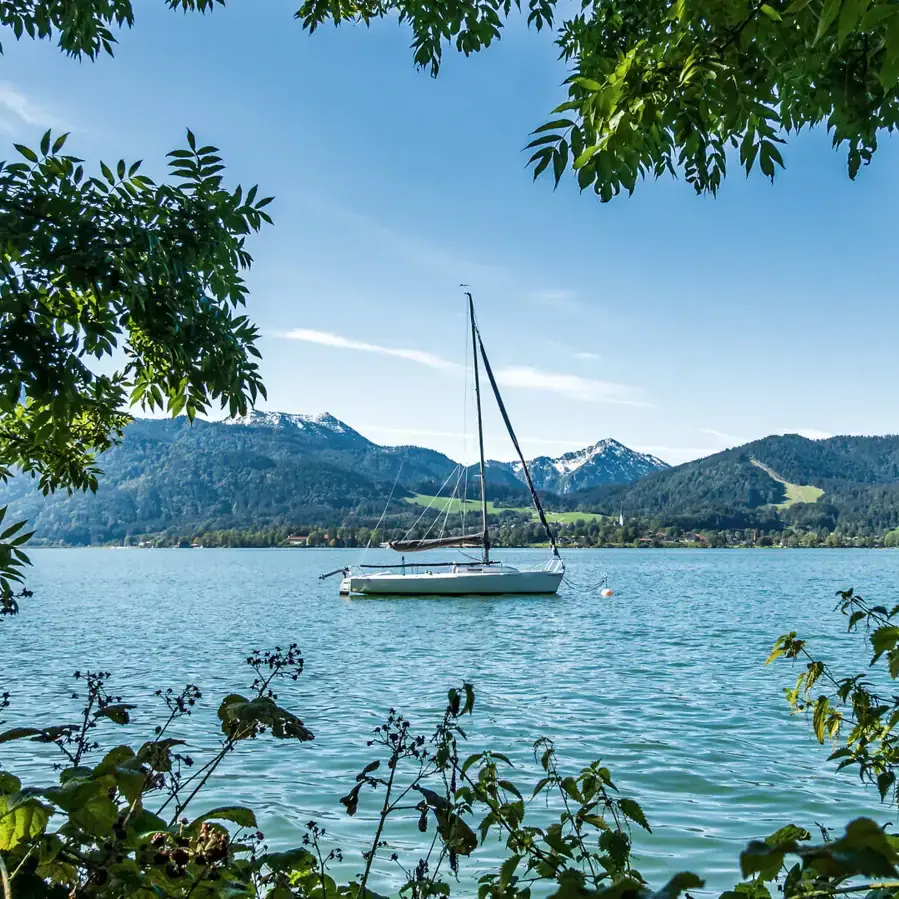 A sailing boat on a lake