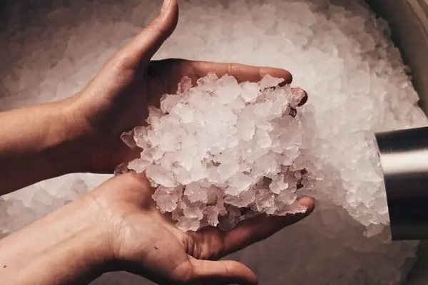 Person holding a pile of ice
