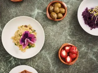 A plate of food on a table.