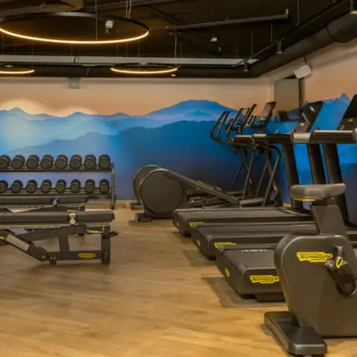Fitness at Lake Tegernsee Fitness studio with treadmills and training equipment
