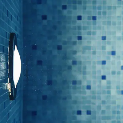 Blue and white tile surface