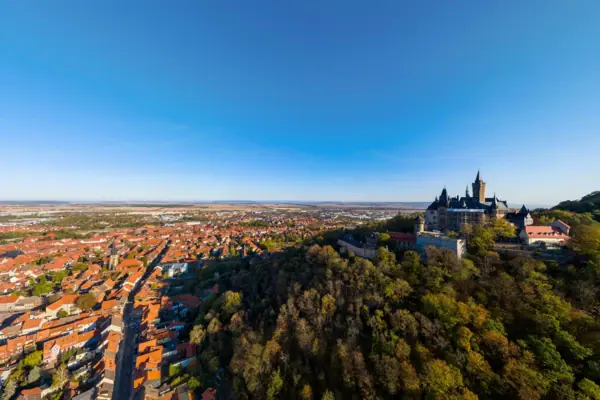 Wernigerode Castle, situated on a hill overlooking the town of Wernigerode.