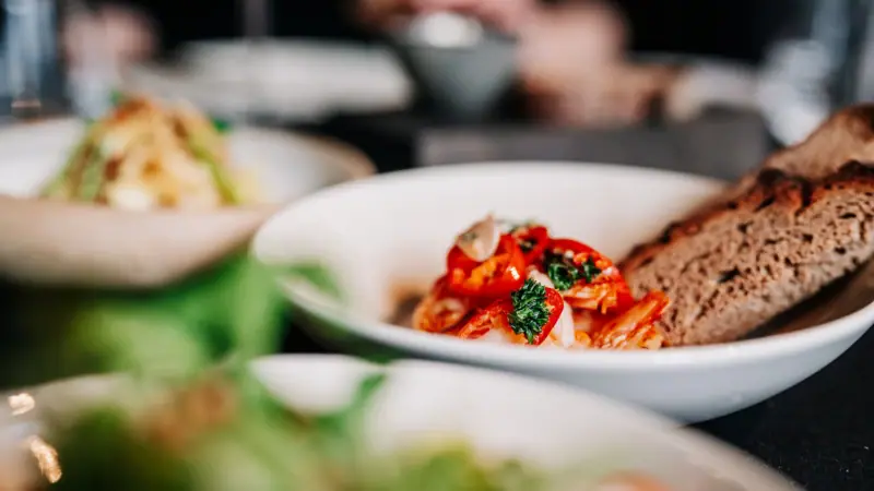 Bowl with food on a table