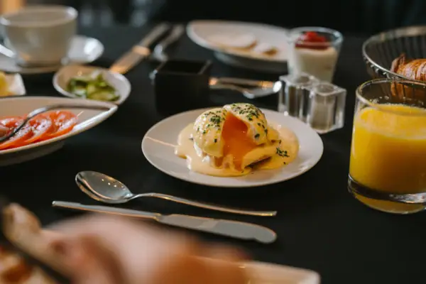 A plate of food on a table.