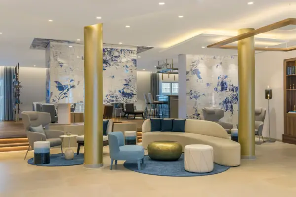 Lobby with a sofa and armchairs