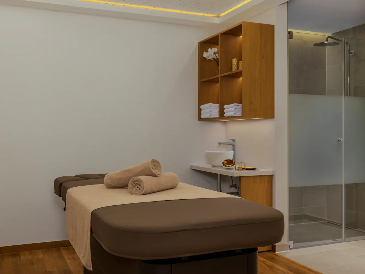 Massage table in a room