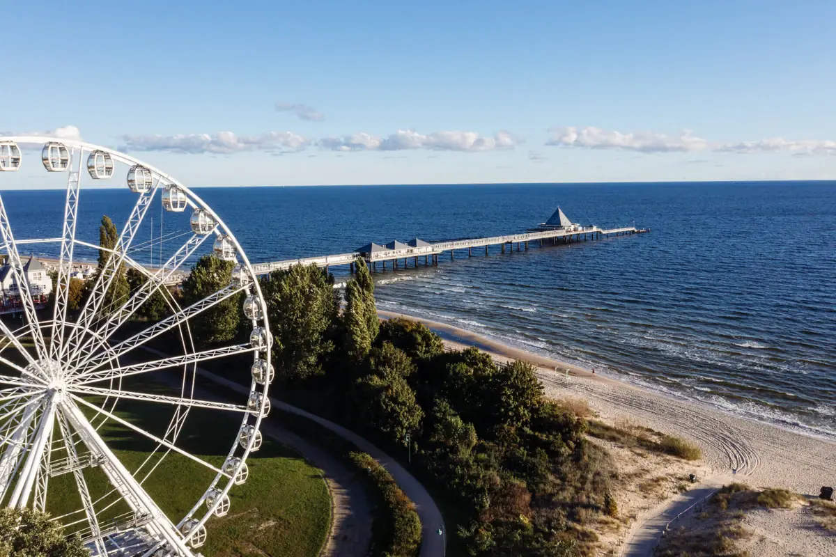 Heringsdorf Ferris wheel A Ferris wheel next to a body of water